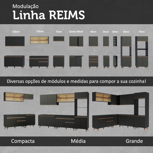 Cocina Integral Completa Modular Madesa Reims Esquinero 332cm Negro 01