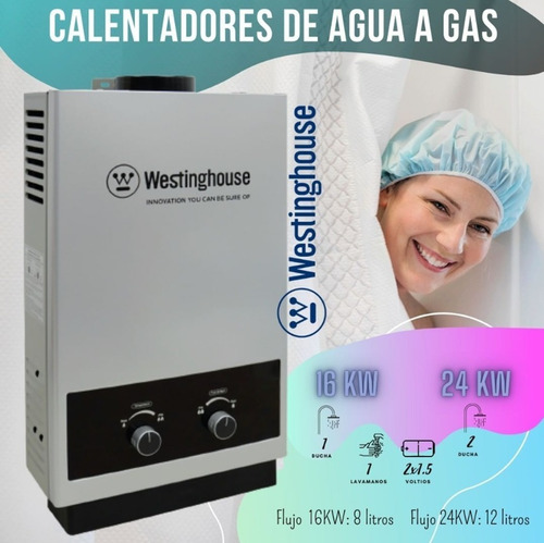 Calentador De Agua A Gas 16 Kw. 8 Lts. Westinghouse 