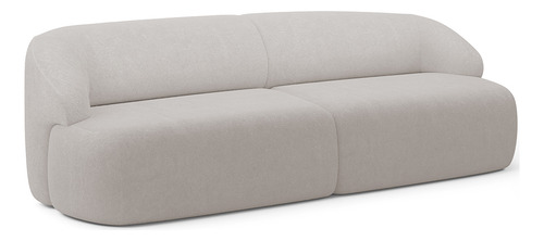 Sofá 3 Lugares Curvo Orgânico 250cm Barolo Bouclê Cinza