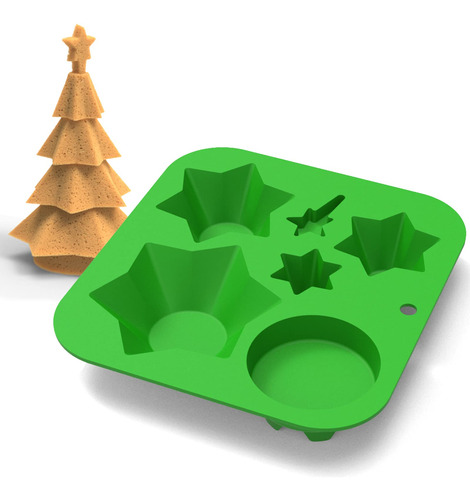 Molde De Silicona Para Hornear Arbol De Navidad 3d, 6 Cavida