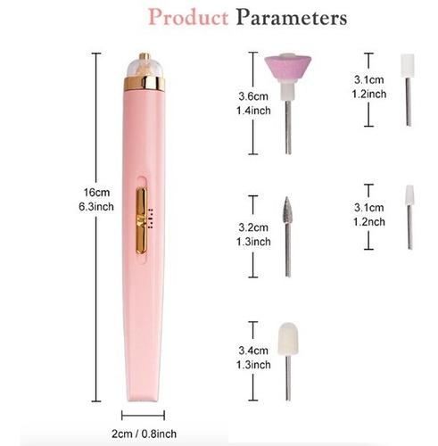 Imagen 7 de 9 de Set Manicure Pedicure Uñas Recargable Usb 5 Accesorios