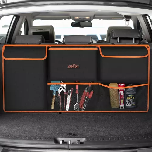 Organizador y almacenamiento para maletero de auto, organizador colgante  para SUV, camioneta, impermeable, bolsa de almacenamiento de carga plegable  con 4 bolsillos, accesorios interiores de auto para hombres y mujeres :  Automotriz 