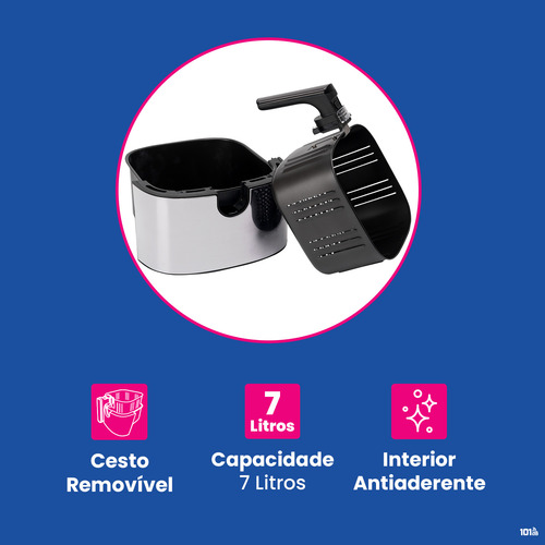 Fritadeira Air Fryer Com Vapor 7l Telefunken Easy Fryer St