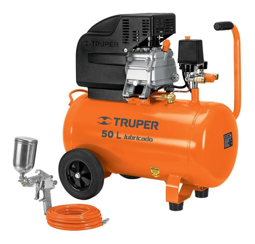 Imagen 1 de 1 de Compresor de aire eléctrico portátil Truper COMP-KIT50 monofásico 50L 2.5hp 127V 60Hz naranja