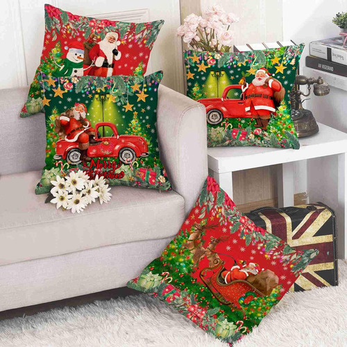 Fundas De Almohada De Navidad, Camión Rojo Papá Noel ...