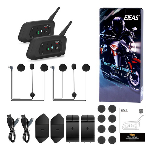 2x Ejeas V6 Pro Bluetooth Motorcycle Intercom Headset