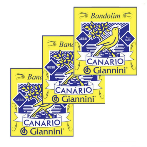 Kit 3 Encordoamento Bandolim Giannini Canario Mandolim