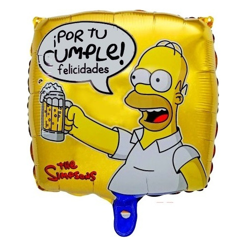 Pack 12 Globos The Simpsons Cumpleaños Con Varillas 42 Cm