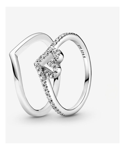 Anillo Sparkling Wishbone Heart Ring Set Pandora  