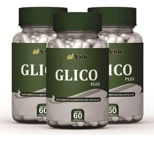 Kit 3 Un Glico Plus Controle Glicose Suple Alimentar 60 Caps