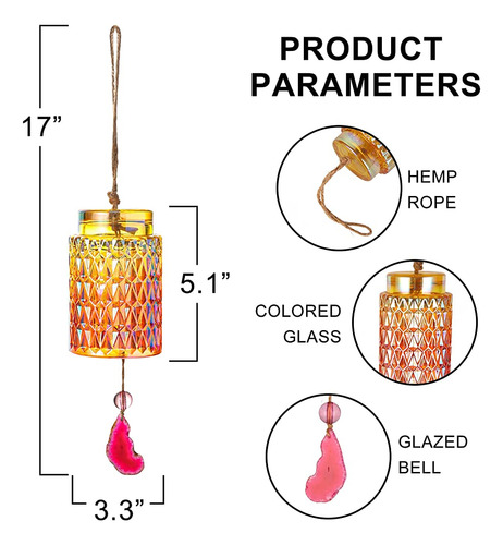 Sodelic Glass Wind Chime Para Decoración Al Aire Libre O Int