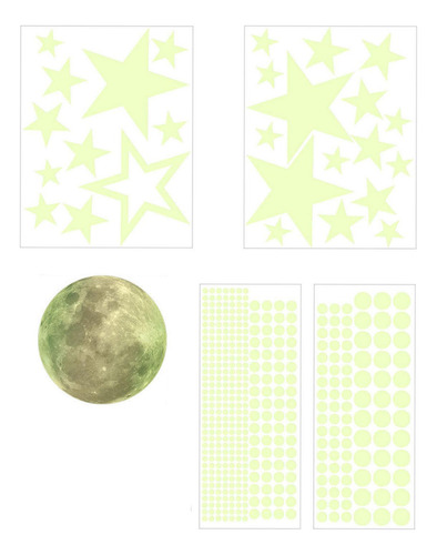 5 Pegatinas De Estrellas Y Con Puntos Que Brillan En La