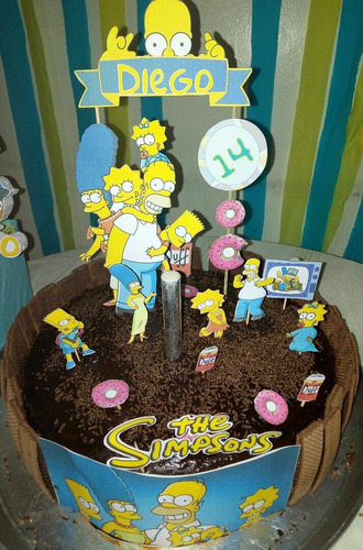 Piñata Nombre Personalizados Topper Centro Mesa Los Simpsons