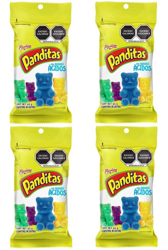 4 Gomitas Ricolino Panditas Ácidos 65 Gr C/u