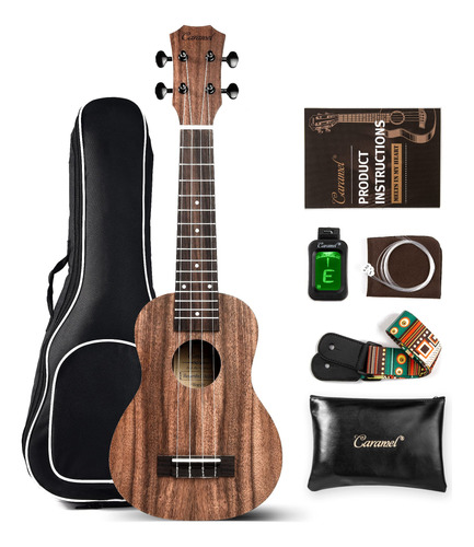 Caramel - Kit Para Principiantes De Ukelele De Acacia Sopran