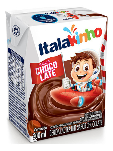 Pacote Achocolatado Italakinho Bebida Láctea 200ml 24uni