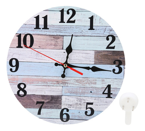 Reloj De Pared De Madera De Estilo Industrial Redondo Y Sile