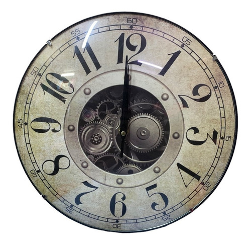 Reloj Analogico Redondo Plastico De Pared Diseño Engranaje