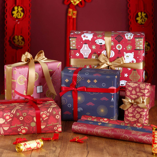 6 Uds Papel De Regalo De Año Nuevo Chino Papel De Regalo