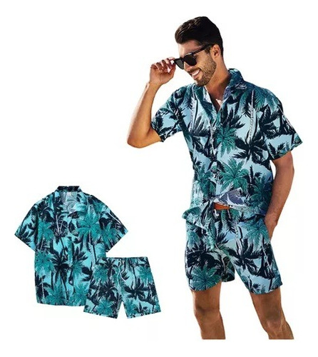 Camisa Y Pantalone Hawaiana Moda Casual Slim Fit Para Hombre