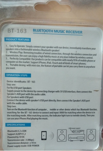Receptor Bluetooth Ideal Para Autos, Home-theaters, Etc