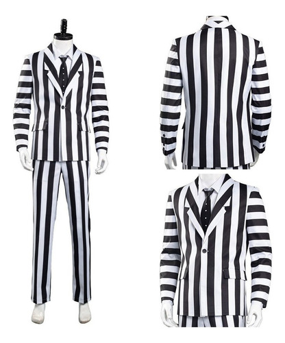 Beetlejuice Adam Disfraz De Cosplay Para Hombre Traje A Raya