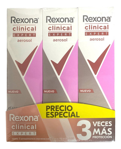 Antitranspirante pack Rexona Clinical pack de 3 u