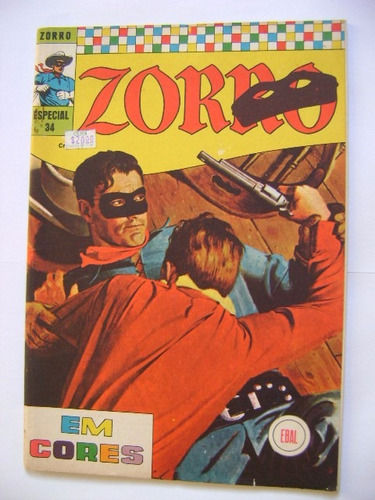 Hq Gibi Zorro (em Cores) Nº34 Fevereiro 1974 Editora Ebal Raro E Ótimo!