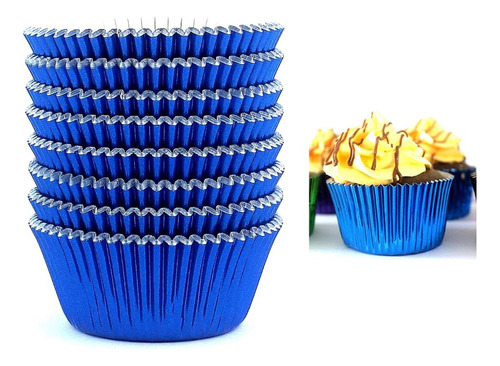 Molde Cupcake Moldes De Papel Cápsulas De Papel 80und Azul