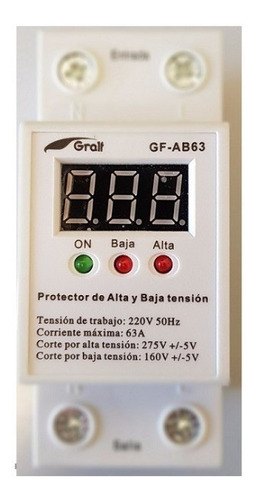 Protector De Alta Y Baja Tension Gralf Gf-63a 220v Riel Din