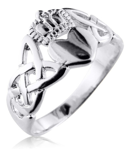 Anel Celta Claddagh Pura Prata 925 Unisex - Exclusivo  -  Compre Joias Direto Da Fábrica E Economize Dinheiro