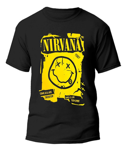 Playera Negra Estampado Rock Clasico Nirvana 100% Algodón 08