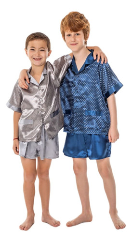 Pijama Niño Raso Camisa Short Verano Bianca Secreta 4858
