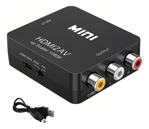 Adaptador De Hdmi A Rca Av Para Audio Y Video 1080p, Compatible Con Entradas Hdmi De Ibox De Tv, Ps3, Computadoras De Escritorio Y Portátiles, Y Salida A Televisores Y Proyectores Con Puertosav,aomu