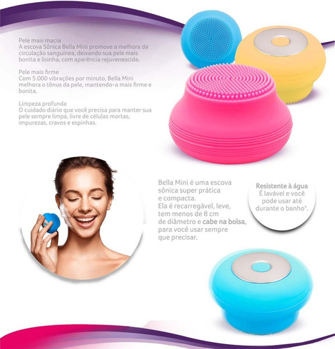 Esponja Sônica Elétrica De Lavar Rosto Esfoliante Pele Acne