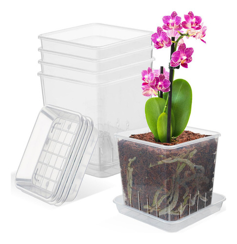 Jk Maceta For Orquídeas, Paquete De 5 Macetas De 5 Pulgadas