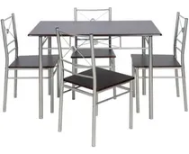 Comprar Comedor 4 Sillas De Metal Rectangular Elegante Color Madera Color Café Diseño De La Tela De Las Sillas Rayas