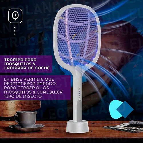 Imagen 5 de 10 de Raqueta Eléctrica Con Luz Mata Mosquitos Recargable 2 En 1