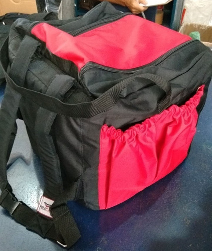 Mochila Bolsa Nylon Motoqueiro Marmitex 16 Volume Isopor Cor Vermelho Desenho do tecido Liso