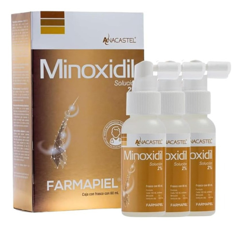 3 Piezas Spray Anacastel Minoxidil 2% Cabello Y Barba 60 Ml