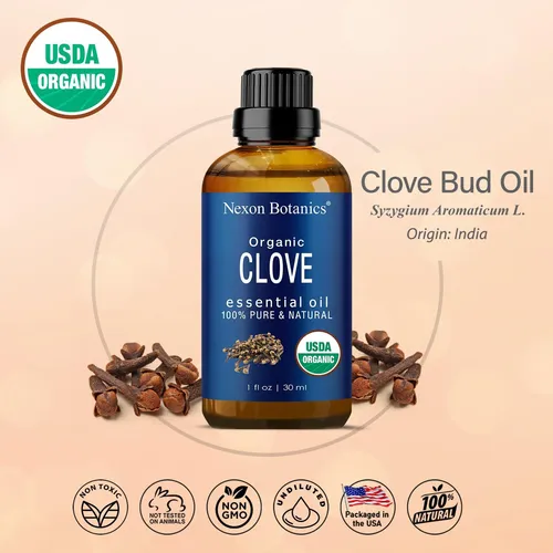 Aceite Clavo Orgánico 30ml Alivia Dolor Dientes Músculos Pie