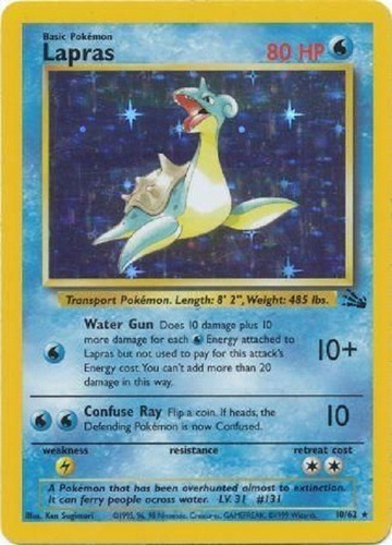 Lapras 10/62 Holo Raro Pokemon Tcg