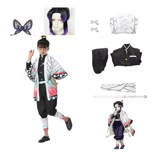 Demon Slayer Niño Cosplay Tanjirou Kimono Traje+peluca