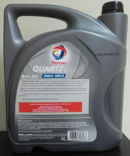 Aceite Total Quartz Ineo Mc3 5w30 Sintetico X 4 Litros