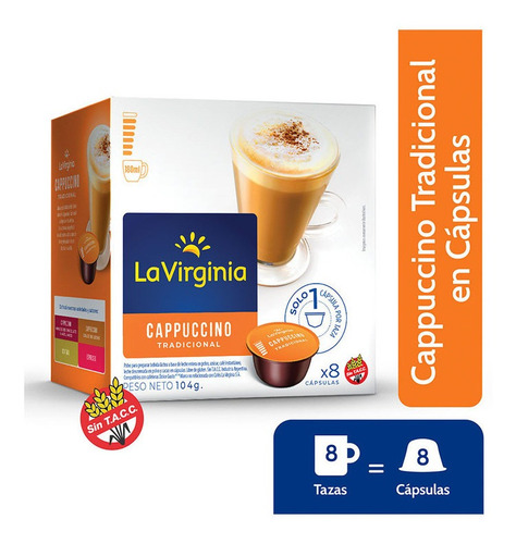 Cafe En Capsulas La Virginia Cappuccino X 8 Capsulas