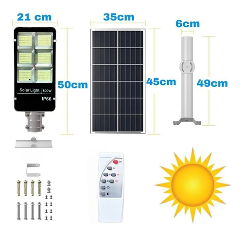 Imagen 2 de 4 de Lámpara Led Solar Exterior 800w Luminaria Suburbana