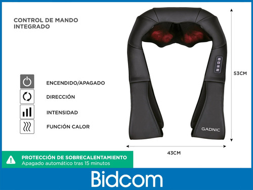 Masajeador Cervical Gadnic Cedro 8 Nodos Calor Silencioso