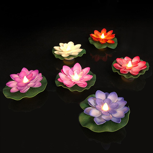 4 X 6 Piezas Led Flotante Lotus Light Wishing Decoración
