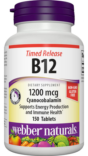 Webber Naturals Vitamina B12 1,200 Mcg, 150 Tabletas, Apoya