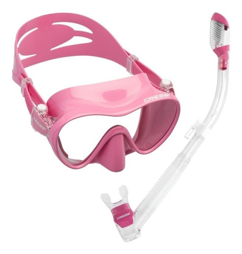 Combo Cressi Frameless/ Supernova Dry Snorkeling Y Buceo Color Rosa